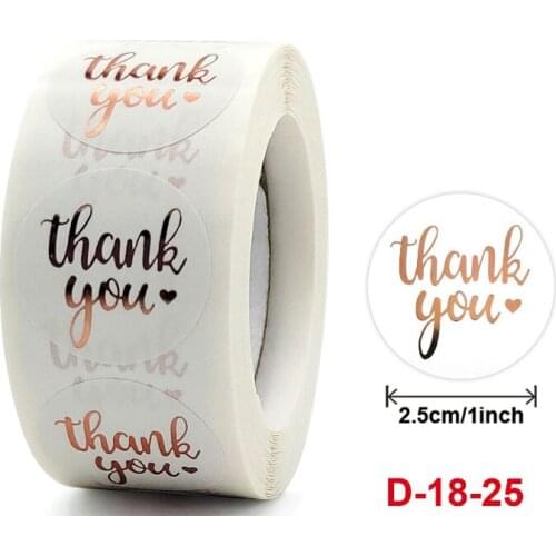 500pcs Rose Gold Foil Thank You Sticker For Small Business Gift Seal Labels Shipping Sticker for Decoration, Envelope,Packaging