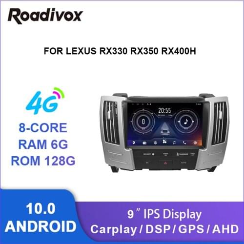 9 inch android 10.0 car radio video gps navigation player for lexus rx330 rx350 rx400h 2004 2007 multimedia autoradio stereo
