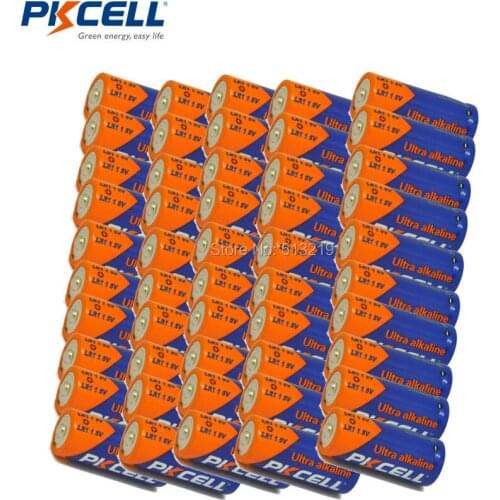 50pcs PKCELL Battery 910A LR1 SIZE 4001 810 910A AM5 KN Lady LR1 MN9100 UM-5 1.5V For bluetooth headsets, glucose