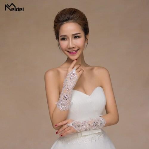 White Bridal Satin Gloves Fingerless Upscale Long Gloves Wedding Accessories