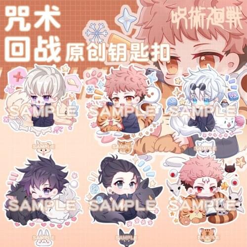 Anime Jujutsu Kaisen Pet Theme Acrylic Charm Keychain Sukuna Gojo Satoru Yuji Itadori Toge Inumaki Cute Bags Pendant Keyrings