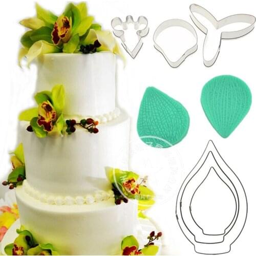 Phalaenopsis Orchid flower petal Veiner & Calla Lily Cutter Cake Decorating Moulds Fondant Sugar craft Mould Sugar tool set