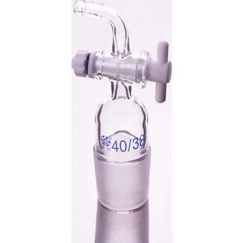Curved suction connector,PTFE valve 40/38,Joint with PTFE stopcock standard ground mouth,Curved connector with piston