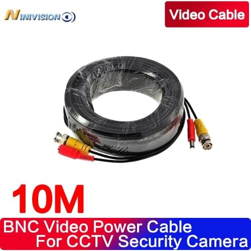 BNC cable 10M Power video Plug and Play Cable for CCTV camera system Security free shipping