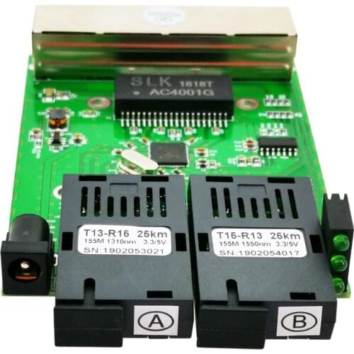 10/100M Fast Ethernet switch Converter 25KM Ethernet Fiber Optical Media Converter Single Mode 4 RJ45 and 2 SC fiber Port PCBA