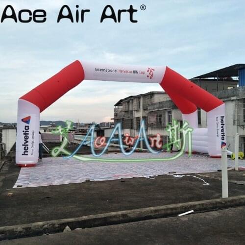 10m W Red and white inflatable 4 legs arch,free standing with customize logo for football game entrance