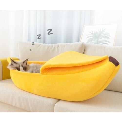 Banana Shape Pet Dog Cat Bed House Mat Durable Kennel Doggy Portable Cushion S/M/L/XL Puppy Dog Cat Warm Dog Basket Supplies