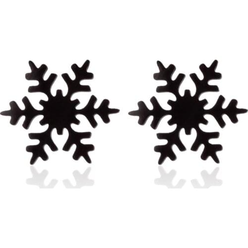 Oly2u Stainless Steel Cute Unique Designed Cartoon Black Color Tiny Snowflake Earings for women femme Aretes De Mujer Wholesale