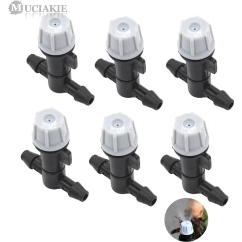 MUCIAKIE 6PCS Atomizing Micro Nozzle w/ 4/7mm Tee Connector Watering Sprinkler Garden Irrigation Misting Cooling Spray