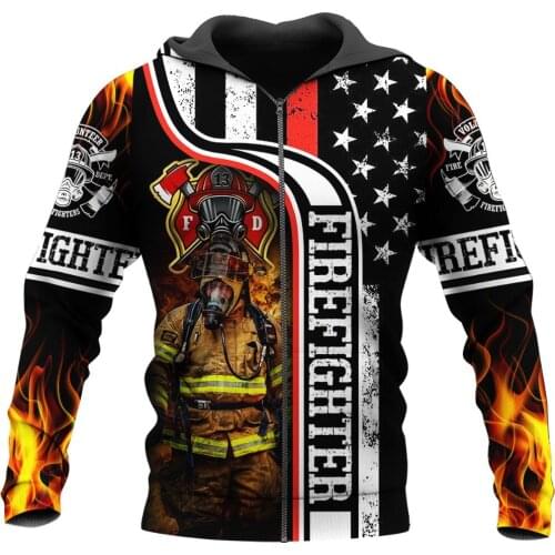 2021 3D Printed Mens Hoodie Fashion Brave Firefighter Harajuku Sweatshirt Unisex Casual Jacket Pullover Sudadera Hombre KJ068
