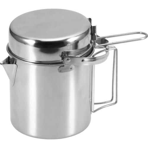 1L Camping Pot Set Stainless Steel Cooking Kettle Portable Camping Pot Set Outdoor Camping Cookware Backpacking Pot Picnic