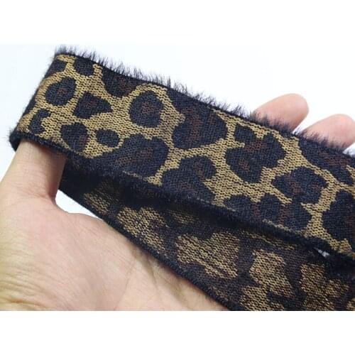 3.8cm new arrival soft elastic band plush face leopard lattice pattern 1.5" 2meters diy clothing decoration pant underwear belt