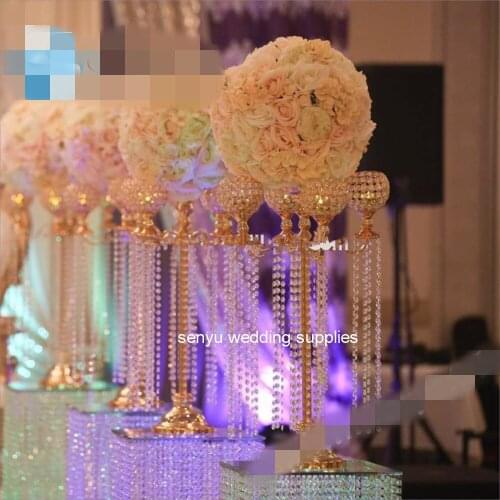 New style Event decoration tall candelabra gold vase centerpiece wedding metal flower stand senyu0632
