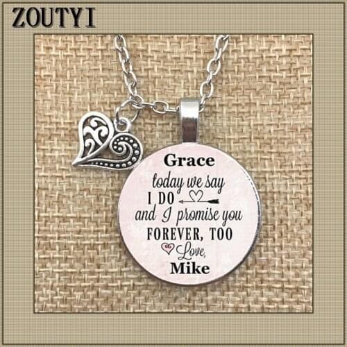 STEP DAUGHTER NECKLACE, Step daughters wedding day necklace, today we say I do, I also promise you