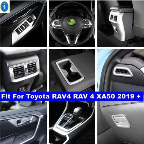 Accessories Lift Button / Gear Panel / Dashboard Air AC / Steering Wheel Cover Trim For TOYOTA RAV4 RAV 4 XA50 2019 - 2021 Matte