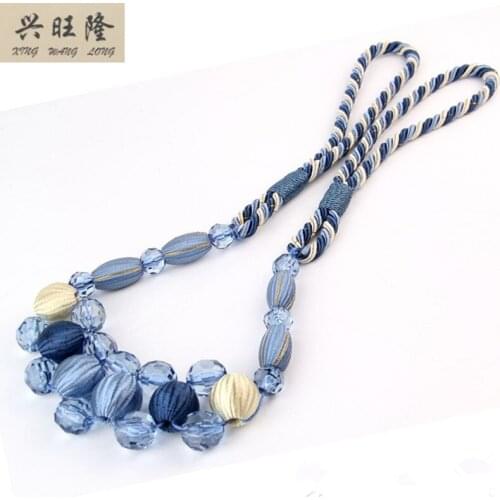 XWL 2Pcs Crystal Beads Curtain Tieback Hanging Belt Ball Window Curtain Accessories Decorative Strap Binding Ropes Home Decor