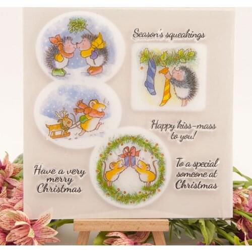 Happy Hedgehog Transparent Clear Silicone Stamp Seal Cutting DIY Scrapbook Rubber Coloring Embossing Diary Decoration Reusable