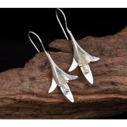 Romantic Beautiful Lotus Orchid Flower Piercing Long Earrings for Women Girls Wedding Jewelry Boho Big Earing Brincos Pendientes