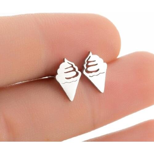 Boho Lovely Ice Cream Stud Earrings Stainless Steel Hiphop Rock Jewelry Gift For Daughter Girls Teens kolczyki Geometry Earring