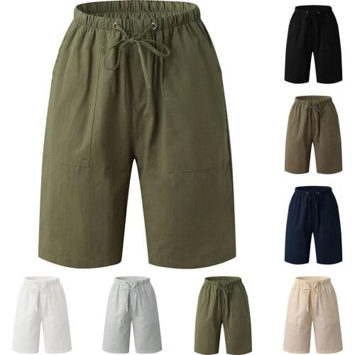 2021new Mens Cotton Linen Shorts Pants Male Summer Breathable Solid Color Linen Trousers Fitness Streetwear S-5xl