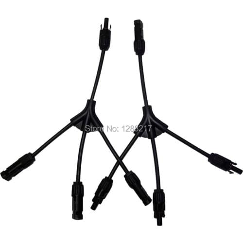 1 Pair Solar Connector Y Type 1 to 3 Solar Panel cable Splitter Coupler Combiner