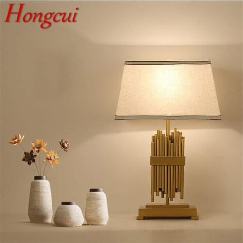 Hongcui LED Table Lamp Modern Design Desk Light Luxury Fabric Home Decorative for Bedroom Living Room Corridor