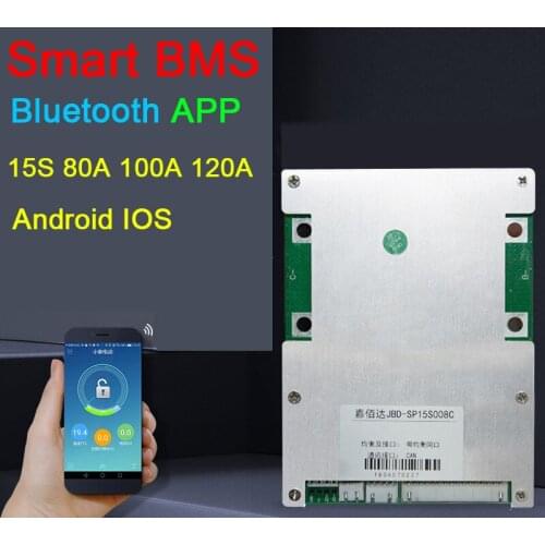 Smart BMS 15S 80A 100A 120A li-ion Lithium Battery Protection Board Balance High Power Bluetooth APP communication control