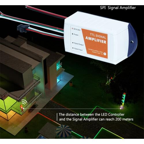 LED SPI Signal Amplifier DC5-24V TTL 1CH Signal Repeater RGB LED Strip Signal Enhancer Extend 200M