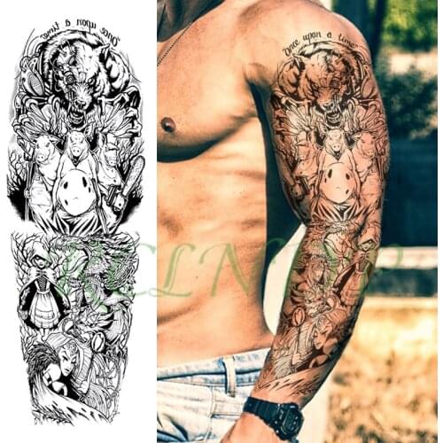 Waterproof Temporary Tattoo Sticker cartoon character wolf animal warrior dragon full arm fake tatto flash tatoo for men women