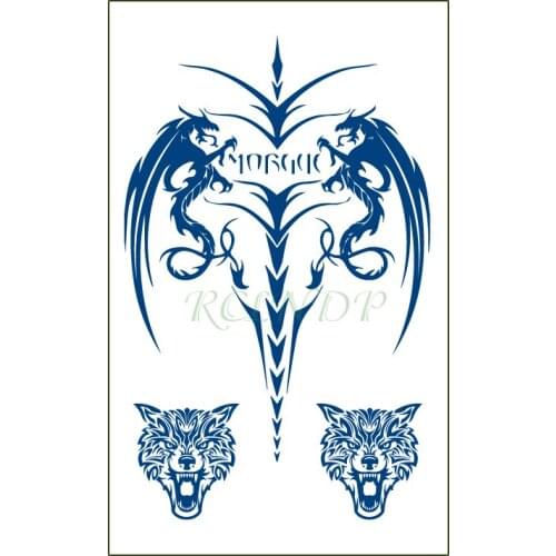 Waterproof Temporary Juice Tattoo Sticker Wolf Dragon Animal Arrow Lasting Tattoos Flash Tatoo Fake Tatto Body Art for Men Women