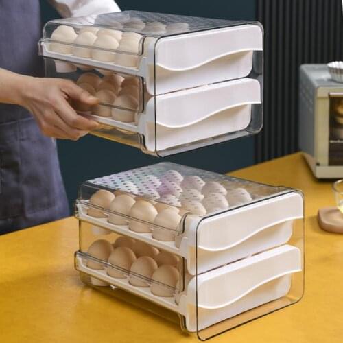 40 Grids Egg Storage Box Stackable Double-Layer Drawer Type Egg Container for Refrigerator Egg Storage Rack