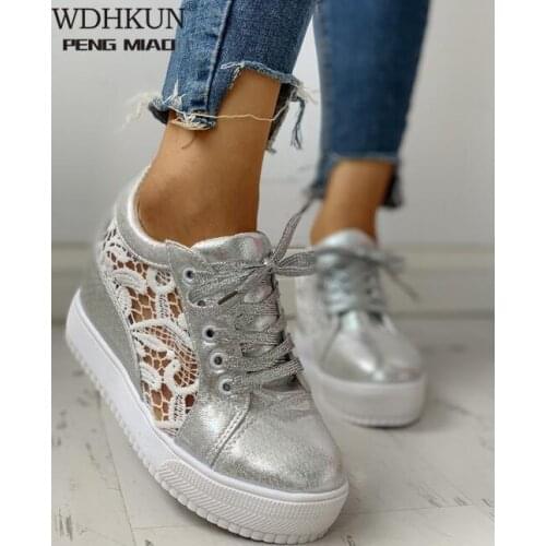 2020 Fashion Wedge Women Footwear Height Increasing women Shoes Womens casual shoes Sneakers white/black shoes women size 35-40