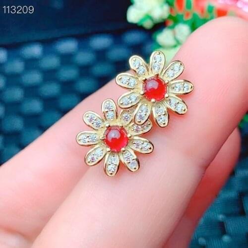 The New Natural Ruby Earrings 925 Silver Ladies Earrings Are of Superb Quality and Luxurious Atmosphere