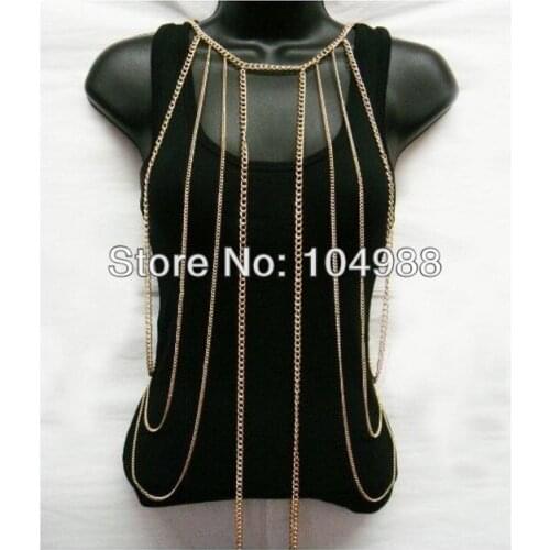 Women' Body Jewelry Multi Layers Body Metal Chain Jewelry Gold/ Silver Colour Chain Jewlery