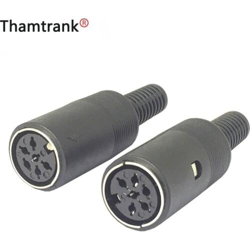 10pcs/lot 6 Pin DIN Female Jack Socket Soldering Wire Connector with Plastic Handle 5 Poles Din Connector Wholesales