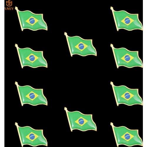 10PCS Brazil Flag Brooch World Cup Fans Jerseys Tie Lapels Wear-Style Special Badges Pin Jewelry For Decoration