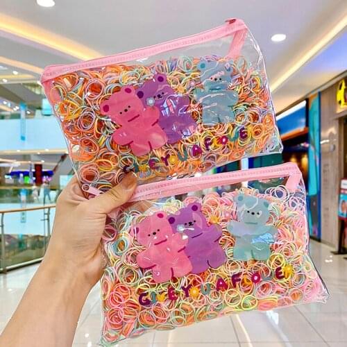 1000/2000 Pcs/Box Children Cute Colors Disposable Rubber Band Bbay Girls Lovely Soft Scrunchies Hair Bands Kids Hair Accessories