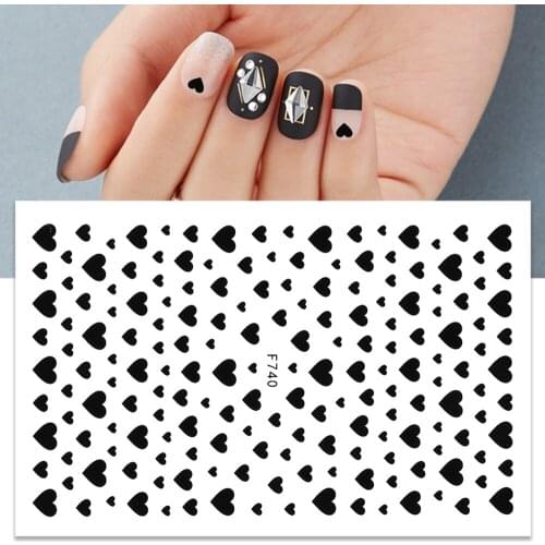 3D Romantic Sweet Love Heart Star Red/Black/White Nail Stickers Self-Adhesive Decals DIY Manicure Nail Art Sticker Accessories