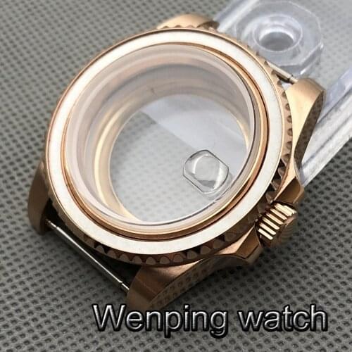 40mm Rose Gold Sterile Case Sapphire Glass Fit NH35 NH36 ETA 2836 Miyota 8215/8205/821A Mingzhu DG 2813/ 3804 movement