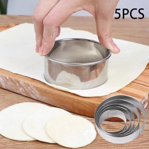5pcs/set Cookie Cutter Mold Stainless Steel Circle Round Shape Biscuit Cake Fondant Mould Kitchen DIY Baking Pastry Cake Tools