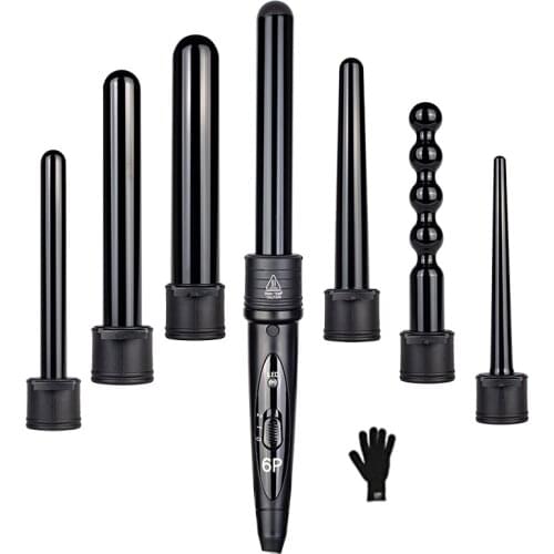 6 in 1 9-32mm Interchangeable Professional Ceramic Hair Curler Rotating Curling Iron Wand Wand Curlers Hair Care Styling Tools