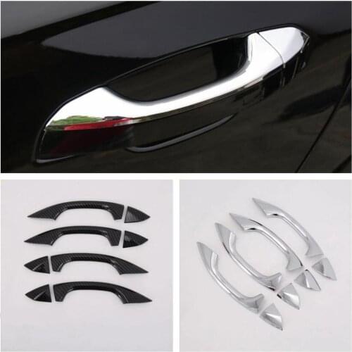Accessories Car-styling Door Handle Pull Protection Cover Trim 8 Pcs Fit For Audi A6 C8 2019 2020 2021 ABS Chrome / Carbon Fiber