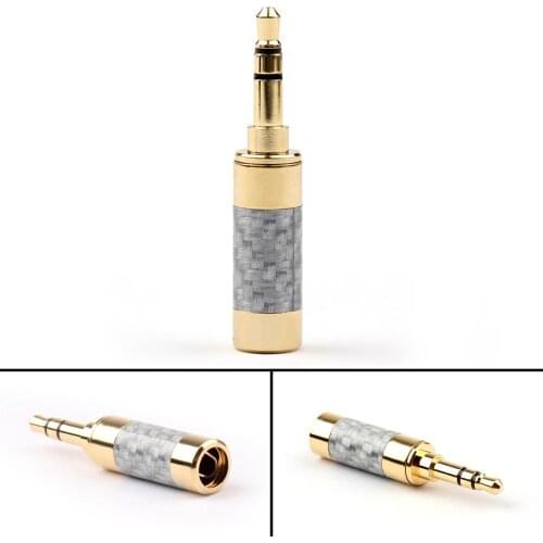 Artudatech 4PCS 3.5mm 3 Pole Audio Plug Gold-plated Carbon Fiber Step Type Gold Jack Connector Parts