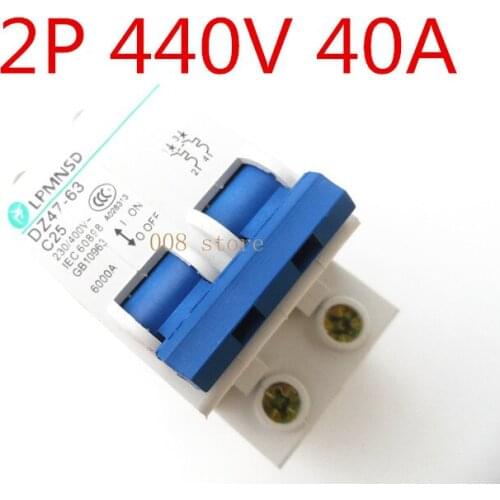 AC 2P 40A 440V Circuit breaker MCB C curve