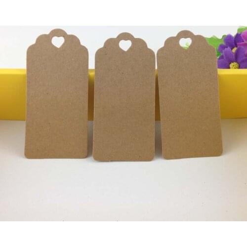 200PCS/Lot Kraft Price Tags Heart shaped hole Kraft Gift Tag Garment Tags 9.5*4.5cm Price Tags Blank Paper Card DIY For Handmade