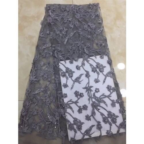 Beads African lace fabric embroidered french tulle lace fabric latest arrival BZL-12.235 hot sale 5 yards