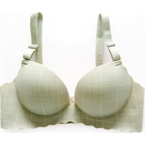 One-Piece Plaid Bras For Women 2019 Comfy Smooth Wireless Bralette Adjustable Shoulder Strap Bras