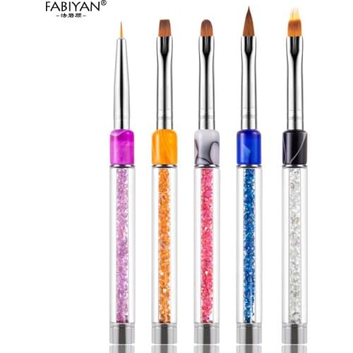Nail Art Brush Pen Rhinestone Crystal Metal Acrylic Gel Polish Decoration Painting Drawing Line Fin Flat Gradient Tools Manicure