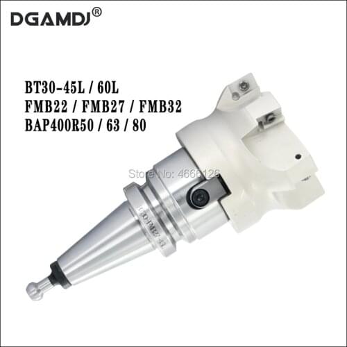 1set of BT30 FMB22/BT30 FMB27 face milling shank+BAP400R-50/63/80mm CNC milling machine right-angle milling head,for 1604 blades