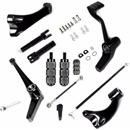 Gloss black Forward Controls Pegs Levers Linkages&Rudyness Skull Footpegs For Harley 2006-2013 Sportster XL 883 1200